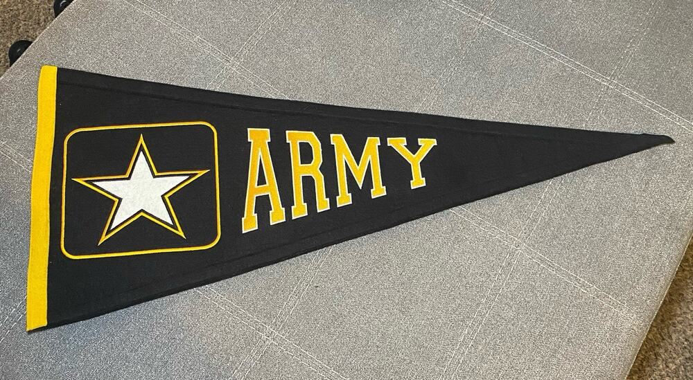 Full Size Army Pennant With Star - Black Felt - Winning Streak Banner